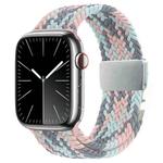 For Apple Watch 42mm / 9 41mm / 40mm / 38mm Metal Buckle Nylon Braided Watch Band(Pink White)