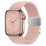 For Apple Watch 42mm / 9 41mm / 40mm / 38mm Metal Buckle Nylon Braided Watch Band(Pink)