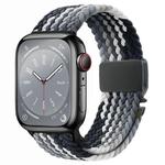 For Apple Watch 42mm / 9 41mm / 40mm / 38mm Metal Buckle Nylon Braided Watch Band(Black Gray)