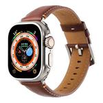 Stitched Genuine Leather Watch Band For Apple Watch 42mm / 41mm / 40mm / 38mm(Pull Up Leather Brown)