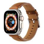 Stitched Genuine Leather Watch Band For Apple Watch 42mm / 41mm / 40mm / 38mm(Frosted Brown)