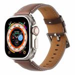 Plain Genuine Leather Watch Band For Apple Watch 46mm / 49mm / 45mm / 44mm(Dark Brown)