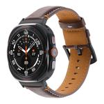 For Samsung Galaxy Watch Ultra 47mm Stitched Black Buckle Genuine Leather Watch Band(Pull Up Leather Coffee)
