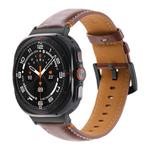 For Samsung Galaxy Watch Ultra 47mm Stitched Black Buckle Genuine Leather Watch Band(Pull Up Leather Brown)