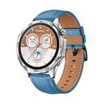 For Huawei Watch GT 5 Pro 46mm Black Buckle Genuine Leather Watch Band(Blue)