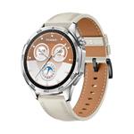 For Huawei Watch GT 5 Pro 46mm Black Buckle Genuine Leather Watch Band(Creamy White)
