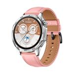 For Huawei Watch GT 5 46mm Black Buckle Genuine Leather Watch Band(Pink)