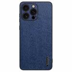 For iPhone 16 Pro Max Tree Bark Leather Shockproof Phone Case(Blue)