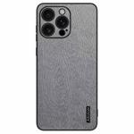 For iPhone 16 Pro Tree Bark Leather Shockproof Phone Case(Grey)