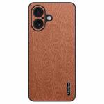 For iPhone 16 Plus Tree Bark Leather Shockproof Phone Case(Brown)