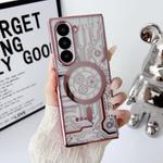 For Samsung Galaxy Z Fold5 5G Folding Plating Transparent Shockproof MagSafe Phone Case(Rose Gold)