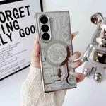 For Samsung Galaxy Z Fold3 Folding Plating Transparent Shockproof MagSafe Phone Case(Silver)