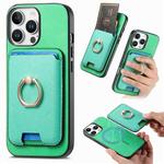 For iPhone 14 Pro Retro Cross Leather Card Bag MagSafe Phone Case(Green)