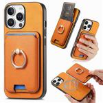 For iPhone 14 Pro Max Retro Cross Leather Card Bag MagSafe Phone Case(Yellow)