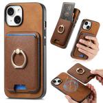 For iPhone 13 Retro Cross Leather Card Bag MagSafe Phone Case(Brown)