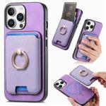 For iPhone 13 Pro Max Retro Cross Leather Card Bag MagSafe Phone Case(Purple)
