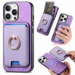 For iPhone 12 Pro Retro Cross Leather Card Bag MagSafe Phone Case(Purple)