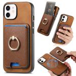 For iPhone 11 Retro Cross Leather Card Bag MagSafe Phone Case(Brown)