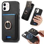 For iPhone 11 Retro Cross Leather Card Bag MagSafe Phone Case(Black)