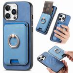 For iPhone 11 Pro Max Retro Cross Leather Card Bag MagSafe Phone Case(Blue)