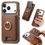 For iPhone 17 Pro Max Retro Cross Leather Card Bag MagSafe Phone Case(Brown)