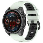 For Garmin Fenix 8 AMOLED 47mm Dual Color Quick Release Steel Buckle 22mm Silicone Watch Band(Mint Green+Black)