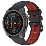 For Garmin Fenix 8 AMOLED 47mm Dual Color Quick Release Steel Buckle 22mm Silicone Watch Band(Black+Red)