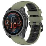 For Garmin Fenix 8 AMOLED 47mm Dual Color Quick Release Steel Buckle 22mm Silicone Watch Band(Military Green+Black)