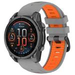 For Garmin Fenix 8 AMOLED 47mm Dual Color Quick Release Steel Buckle 22mm Silicone Watch Band(Gray+Orange)