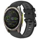 For Garmin Fenix 8 MIP 51mm Dual Color Quick Release Steel Buckle 26mm Silicone Watch Band(Black+Grey)