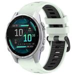 For Garmin Fenix 8 AMOLED 43mm Dual Color Quick Release Steel Buckle 20mm Silicone Watch Band(Mint Green+Black)