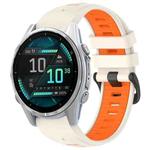 For Garmin Fenix 8 AMOLED 43mm Dual Color Quick Release Steel Buckle 20mm Silicone Watch Band(Starlight+Orange)