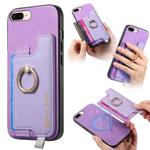 For iPhone 7 Plus / 8 Plus Retro Magsafe Cross Leather Ring Holder Card Bag Phone Case(Purple)