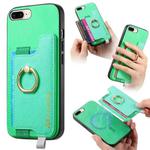 For iPhone 7 Plus / 8 Plus Retro Magsafe Cross Leather Ring Holder Card Bag Phone Case(Green)