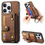 For iPhone 16 Pro Max Retro Cross Wristband Wallet Leather Back Phone Case(Brown)