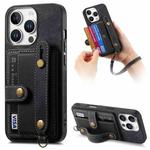 For iPhone 16 Pro Max Retro Cross Wristband Wallet Leather Back Phone Case(Black)