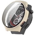 For Huawei Watch GT 5 Pro 46mm Ordinary Style Tempered Glass Film Integrated PC Watch Case(Ivory White)