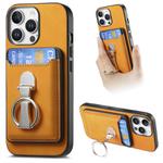 For iPhone 14 Pro Retro Folding Ring Holder Card Bag MagSafe Phone Case(Yellow)