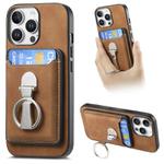 For iPhone 13 Pro Max Retro Folding Ring Holder Card Bag MagSafe Phone Case(Brown)