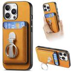 For iPhone 12 Pro Max Retro Folding Ring Holder Card Bag MagSafe Phone Case(Yellow)