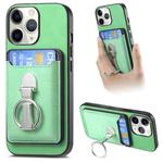 For iPhone 11 Pro Max Retro Folding Ring Holder Card Bag MagSafe Phone Case(Green)