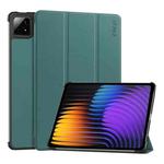 For Xiaomi Pad 7 / 7 Pro 11.2 ENKAY Tri-fold Custer Texture Leather Smart Tablet Case(Dark Green)