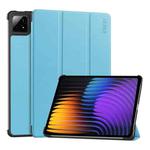 For Xiaomi Pad 7 / 7 Pro 11.2 ENKAY Tri-fold Custer Texture Leather Smart Tablet Case(Light Blue)