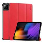 For Xiaomi Pad 7 / 7 Pro 11.2 ENKAY Tri-fold Custer Texture Leather Smart Tablet Case(Red)