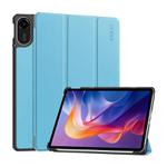 For Redmi Pad 2 11.0 ENKAY Tri-fold Custer Texture Leather Smart Tablet Case(Light Blue)