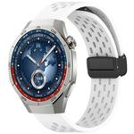 For Huawei Watch GT5 Pro 46mm Folding Magnetic Buckle Silicone Watch Band(White)