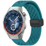 For Huawei Watch GT5 Pro 46mm Folding Magnetic Buckle Silicone Watch Band(Navy Green)