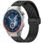 For Huawei Watch GT5 Pro 46mm Folding Magnetic Buckle Silicone Watch Band(Black)