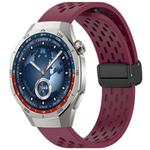 For Huawei Watch GT5 Pro 46mm Folding Magnetic Buckle Silicone Watch Band(Wine Red)