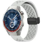 For Huawei Watch GT5 Pro 46mm Folding Magnetic Buckle Silicone Watch Band(Light Gray)